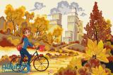 دوچرخه سواری در پاییز - مستطیل متوسط