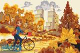 دوچرخه سواری در پاییز - مستطیل کوچک
